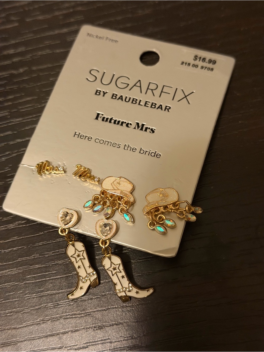 Sugarfix by BaubleBar Gold Bridal Earring Set with Cream & Iridescent Accents